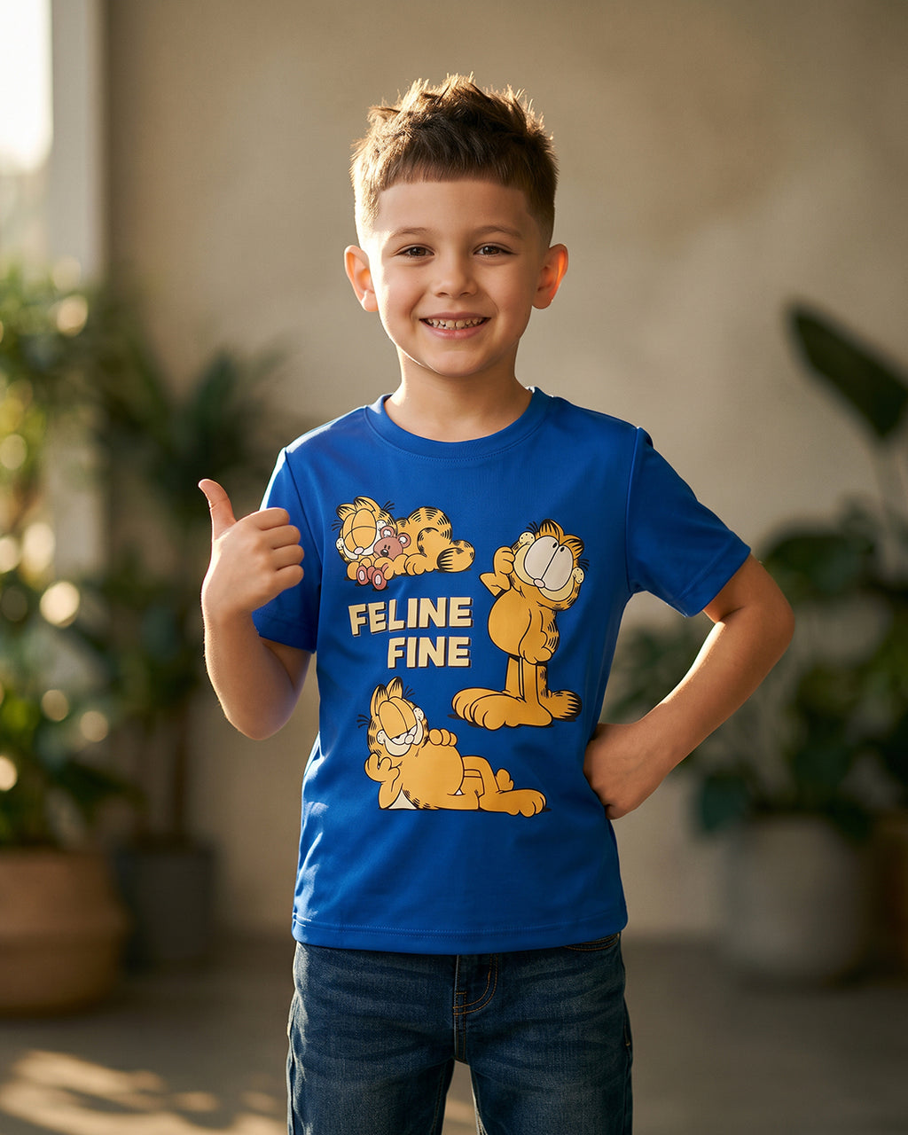 Garfield "Feline Fine" Graphic T-Shirt - 100% Cotton